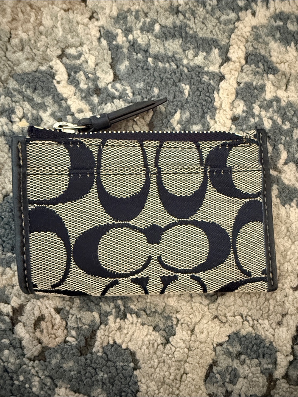 Coach Navy & Cream Signature Card Wallet